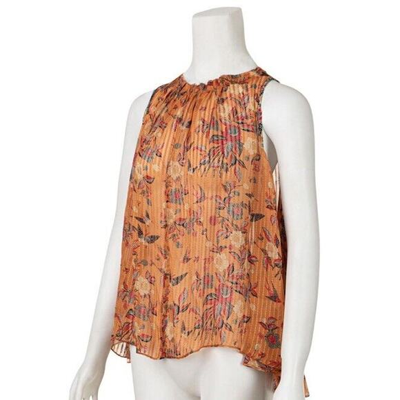 Isabel Marant 100% Silk Alika Trapeze Top Floral Bird Print Size US4 FR36 Orange - Picture 2 of 11